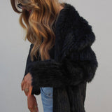 Cascade Rabbit Fur Jacket in Onyx - Mode & Affaire