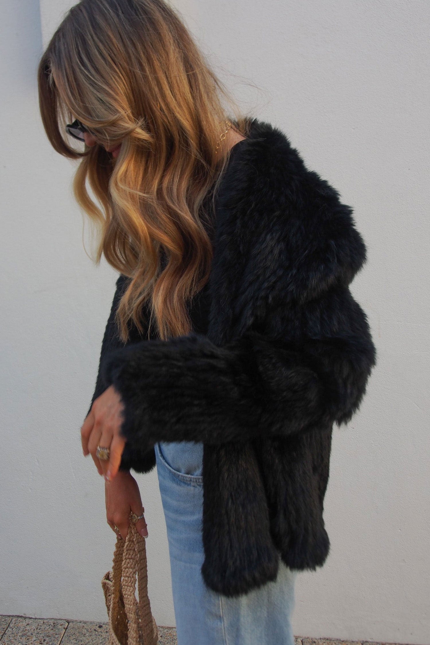 Cascade Rabbit Fur Jacket in Onyx - Mode & Affaire
