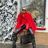 One More Dance Red Fur Coat in Maraschino