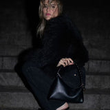 Elodie Cropped Fur Jacket in Onyx