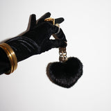 Heart Fur Pom Pom Keychain in Noir