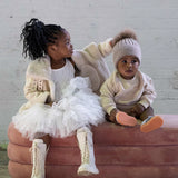 Aspen Girls Knee High Boots in Chalk