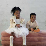 Aspen Girls Knee High Boots in Chalk