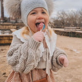 Double Pom Pom Beanie in Grey - Mode & Affaire