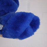 Lexi Fluffy Faux Fur Slippers in Cobalt