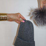 Après Cashmere Beanie with Pom Pom Oxford