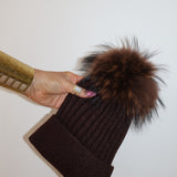 Après Angora Beanie Hat With Pom Pom in Cocoa