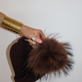 Après Angora Beanie Hat With Pom Pom in Cocoa
