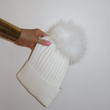 Après Cashmere Pom Pom Beanie Snow
