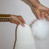 Après Cashmere Pom Pom Beanie Snow