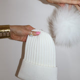 Après Cashmere Pom Pom Beanie Snow