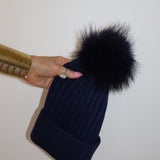 Après Angora Cashmere Pom Pom Beanie Midnight