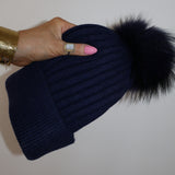 Après Angora Cashmere Pom Pom Beanie Midnight