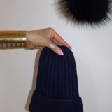 Après Angora Cashmere Pom Pom Beanie Midnight