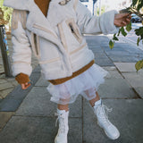 Aspen Girls Knee High Boots in Chalk