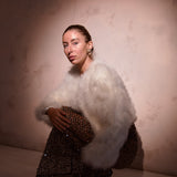 Valentina White Feather Bridal Jacket in Snow