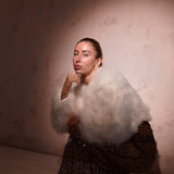 Valentina White Feather Bridal Jacket in Snow