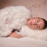 Valentina White Feather Bridal Jacket in Snow
