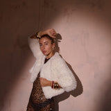 Macie Faux Fur 3/4 Jacket in Snow