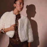 Macie Faux Fur 3/4 Jacket in Snow