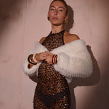 Macie Faux Fur 3/4 Jacket in Snow