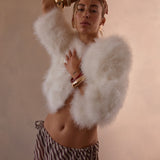 Plume White Feather Jacket in Snow