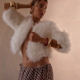 Plume White Feather Jacket in Snow