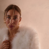 Plume White Feather Jacket in Snow