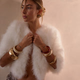 Plume White Feather Jacket in Snow