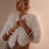 Plume White Feather Jacket in Snow