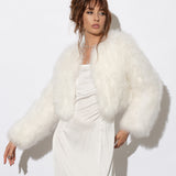 Valentina White Feather Bridal Jacket in Snow