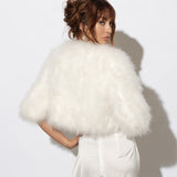 Plume White Feather Jacket in Snow