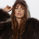 Après Angora Beanie Hat With Pom Pom in Cocoa