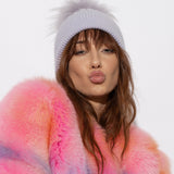 Après Fluffy Pom Pom Beanie Lilac