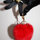 Heart Fur Fluffy Keychain in Maraschino