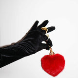 Heart Fur Fluffy Keychain in Maraschino