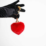 Heart Fur Fluffy Keychain in Maraschino