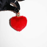 Heart Fur Fluffy Keychain in Maraschino