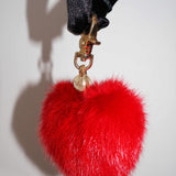 Heart Fur Fluffy Keychain in Maraschino