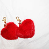 Heart Fur Fluffy Keychain in Maraschino