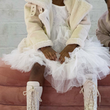 Aspen Girls Knee High Boots in Chalk