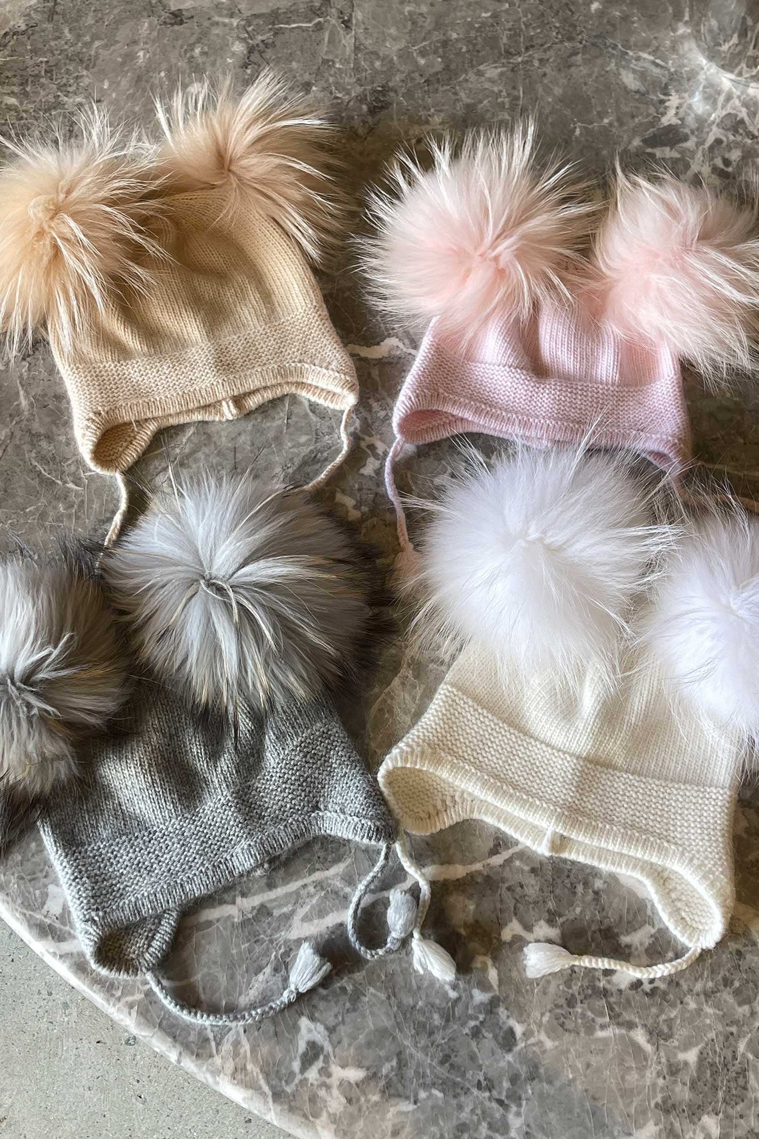 Double Pom Pom Beanie in Peony - Mode & Affaire