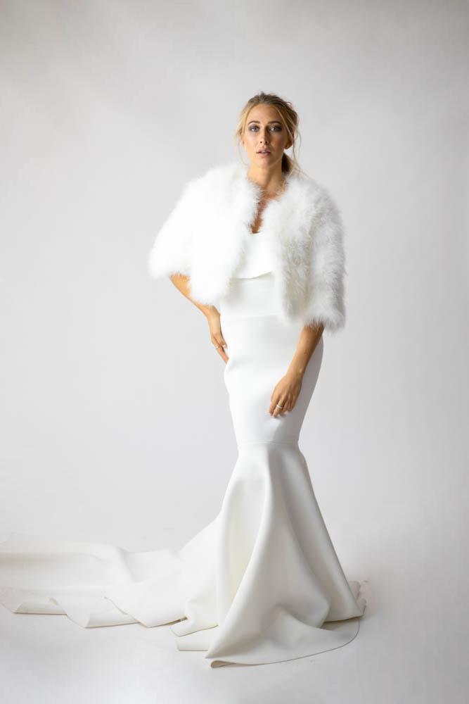 Plume Winter Wedding Jacket in Snow - Mode & Affaire