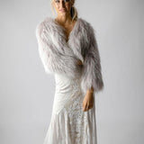 Elodie Cropped Fur Jacket in Grey Snow - Mode & Affaire