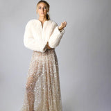 Macie Faux Jacket Long Sleeve in Pearl - Mode & Affaire