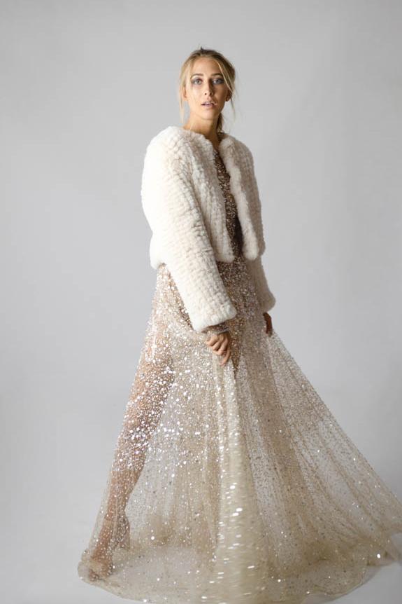 Macie Faux Jacket Long Sleeve in Pearl - Mode & Affaire