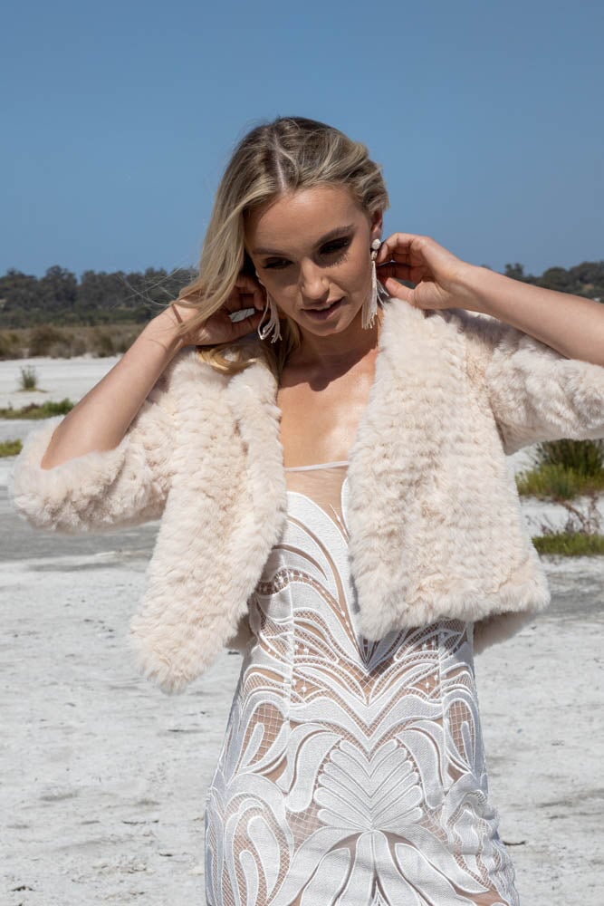 Macie Faux 3/4 Jacket in Pearl - Mode & Affaire
