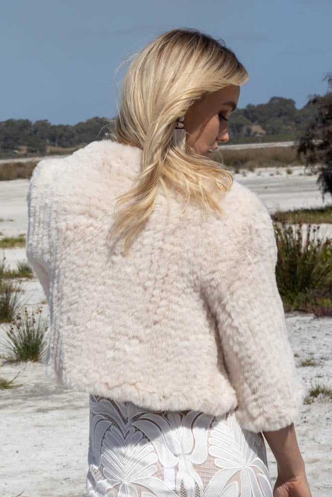 Macie Faux 3/4 Jacket in Pearl - Mode & Affaire