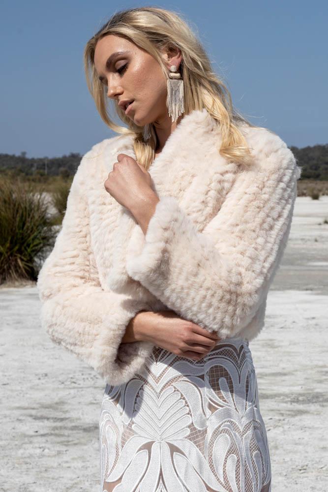 Macie Faux Jacket Long Sleeve in Pearl - Mode & Affaire