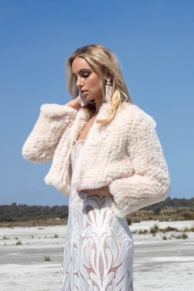 Macie Faux Jacket Long Sleeve in Pearl - Mode & Affaire